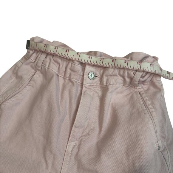 Zara Womens light Pink Paperbag Waist Jeans Size 28 highwaist zip button nwot - Picture 6 of 13